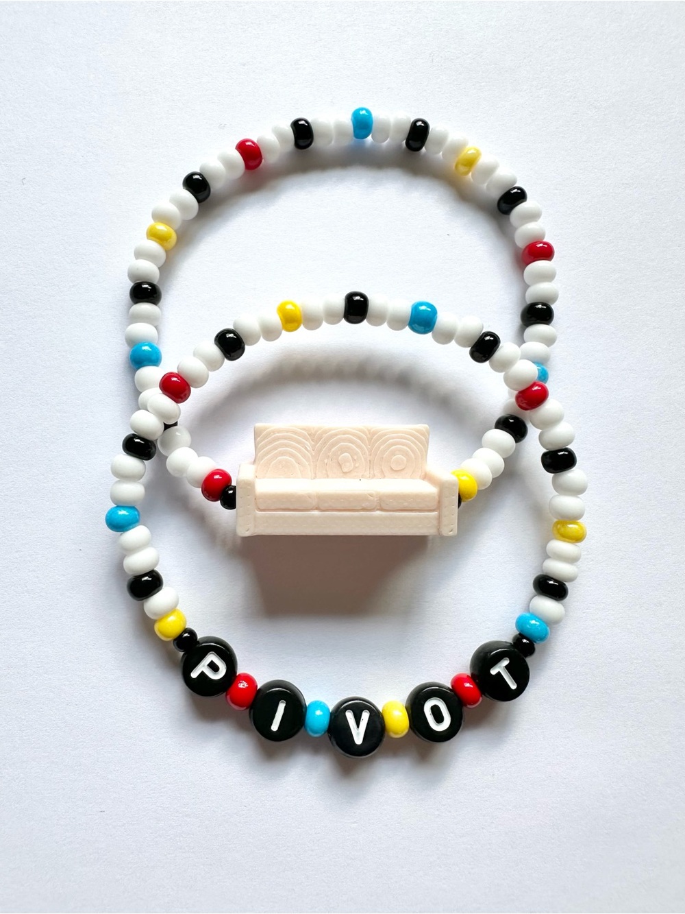 FRIENDS Inspired Bracelets Pivot Set of 2 Beaded Stretch Novelty